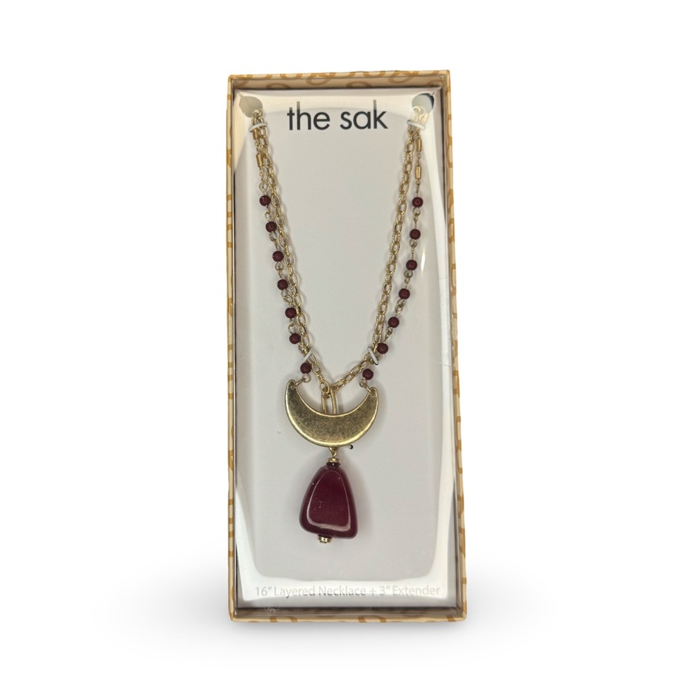 The Sak Gold and Burgundy Golden Moon Necklace